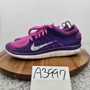 Nike Women 8 Free 4.0 Flyknit Club Pink Court Purple Athletic Daily Running Shoe